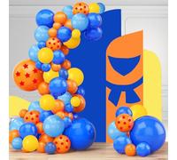 Dragon Z Ball Fournitures de fête - 139 pièces - Kit d'arche de ballons d'anniversaire 7 étoiles en latex pour jeu vidéo, décoration de fête d'anniversaire (bleu)