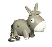 dragonaur Joli porte-clés à LED en forme d'âne - Porte-clés de voiture mignon à suspendre - Cadeau idéal - Gris