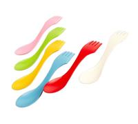 Dragonaur Lot de 6 couverts 3 en 1 réutilisables en plastique couleur aléatoire