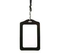 Dragonaur - Porte-badge transparent avec lanière - À la mode - En faux cuir - Pour carte d’identité et badge Medium Noir
