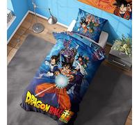 Dragonball Super Housse de couette - Design Goku Kamehameha - Ensemble officiel de housse de couette réversible - Ensemble de housse de couette et taie d'oreiller pour lit simple