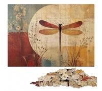 Dragonfly Art on Textured Background ｜ Modern Puzzle en Bois, 1000 pièces | Le montage par zones du motif - une organisation plus simple des pièces pendant une soirée calme.
