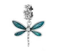 Dragonfly Insecte Charme 925 Perles D'Argent Sterling Ajuster Bracelet Collier Pendentif De Femmes Bricolage Bijoux