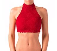 Dragonfly Lisette Top Lace | Soutien-Gorge de Sport | Très Confortable | Forme Parfaite | Épaules découvertes | Ultra-Doux | Pole Dance | Matière Douce pour la Peau Red Lace M