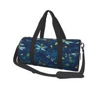 Dragonfly Sacs de voyage et sacs de sport de grande capacité avec poignées en forme d'anneau sur le dessus, sacs à main et sacs à bagages ronds peuvent être utilisés par les hommes et les femmes, Noir