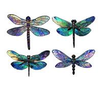 Dragonfly Wall Decor - 4 Pieces Dragonfly Garden Decor, Outdoor Art Decoration Wooden Dragonflyy, Decorative Sculpture For Backyard Patio Yard Pathways Porch Wedding Living Room Flower Beds Indoor