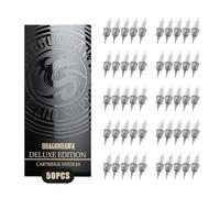 Dragonhawk Cartouches d'Aiguilles de Tatouage 1001RL,50 Pièces, Glisse Extra Douce pour Lignes Fines et Précises