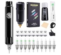 Dragonhawk kit Tatouage Complet S12 Pen Machine Tatouer Rotatif sans fil Tattoo Gun,1100mAh Batterie prise RCA, 20 Aiguilles à cartouche pour tatouage, encre de tatouage, kit complet pour débutants