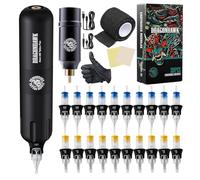 Dragonhawk Tattoo Machine Set Wireless Rotary Tattoo Pen Machine Motor Gun Wireless Battery Power Supply with RCA Jack Tattoo Cartridges Needles for Tattoo Beginners