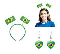 DragonHue Ensemble bandeau et boucles d'oreilles de la Coupe du monde 2026 avec drapeau des États-Unis, du Mexique, de l'Argentine, du Brésil, Accessoires pour la journée des jeux patriotiques pour