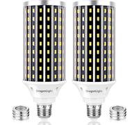 DragonLight Lot de 2 ampoules LED ultra lumineuses 50W (remplace 400W) - 3000K blanc chaud 5000lm E27/E40 Edison LED pour éclairage commercial - garage, atelier, cour.