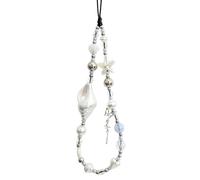 Dragonne de poignet en perles pour appareil photo numérique, cordon de poignet de téléphone, chaîne d'appareil photo perlée pour téléphone, sac, porte-clés (conque blanche)