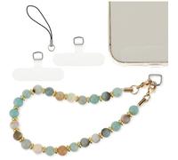 Dragonne de téléphone en perles marbrées avec languette d'attache sangle de poignet amovible pour téléphone portable pour femme