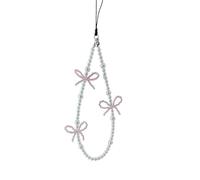 Dragonne De Téléphone En Perles Pendentif en perles avec nœud papillon rose, 1 pièce, breloque de téléphone perlée for accessoires, lanière, bijoux for femmes et filles, sangle corde suspendue