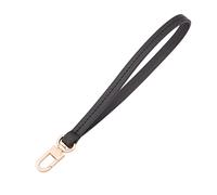 Dragonne en cuir véritable mains libres de rechange avec boucle pour sac à main, portefeuille, pochette porte-clés, Bracelets noirs avec fermoir doré, one size