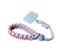 Dragonne universelle ajustable tissée à la main for téléphone portable, courte, avec cordon anti-chute for compatible avec tous les étuis de téléphone.(Pink blue)