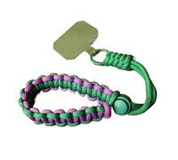 Dragonne universelle ajustable tissée à la main for téléphone portable, courte, avec cordon anti-chute for compatible avec tous les étuis de téléphone.(Green purple)