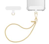 Dragonnière de téléphone en métal MoKo, longe de téléphone universelle avec languette d'attache,sangle de bracelet de téléphone portable mains libres amovible pour iPhone,la plupart des smartphones,or
