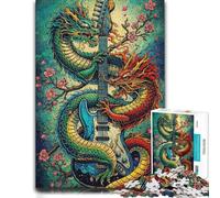 Dragons and Electric Guitar Puzzle 1000pcs (52x38cm) pour Passionnés | Choisissez un présent puzzle pour adulte pour les journées cocooning, pour une pause sans écran.