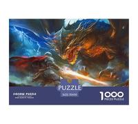 Dragons and Warriors Puzzle 1000 Pièces pour Adultes Et Enfants Fairy Tales De l'art De La Décoration Moderne Jeu Cadeau Unique 1000 Pieces Activité Relaxante Cadeaux De Voyage 70x50cm/1000pcs