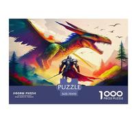 Dragons and Warriors Puzzle 1000 Pièces pour Adultes Et Enfants Fairy Tales Jeu Éducatif Jouets Défi 1000 Pieces Activité Relaxante Cadeau pour Femme, Homme, Couple Et Amie 70x50cm/1000pcs
