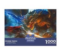 Dragons and Warriors Puzzles 1000 Pièces pour Adultes Et Enfants Fairy Tales Jeu De Création Et Logique pour Enfants 1000 Pieces Activité Relaxante Cadeau d'anniversaire 38x26cm/1000pcs