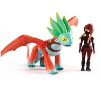 Dragons Dreamworks - Pack Dragon + Viking Alex & Panache Dragons Les Neuf Royaumes - Figurine Dragon Articulée 46 Cm Et Son Dresseur Viking - Mouvements Réalistes - Jouet Enfant 4 Ans et +