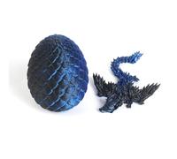 Dragons Imprimés en 3D Jouets d’Imprimante 3D Dragon avec Ailes et Œuf Entièrement Articulé Décoration de Bureau Maison Décompression Jouet de Bureau Exécutif-Laser Blue Black