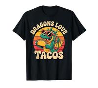 Dragons Love Tacos, Motif de Nourriture drôle et Mignon en Forme de Dragon T-Shirt
