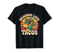 Dragons Love Tacos, Motif de Nourriture drôle et Mignon en Forme de Dragon T-Shirt