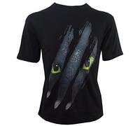 Dragons T-Shirt pour Enfant - Thème Dreamworks Dragons : tête du Krokmou / Griffe - Noir - 116/122