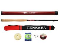 DRAGONtail Tenkara Shadowfire 360 Tenkara Canne à pêche à la mouche 3,7 m avec kit complet de démarrage - Mouches, leader, Tippet, support de ligne, tube de rangement et chaussette de canne DRAGONtail