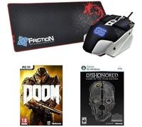 DRAGON WAR – Pack gamer : Souris Warlord + Tapis Speed Edition + Jeux PC Doom & Dishonored GOTY