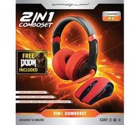 Dragonwar Comboset 2 en 1 Combo Set Edition Rouge + Stereo Gaming Headset + Souris Gaming + Jeu Complet Doom PC