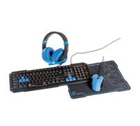 Dragonwar - Ensemble Gaming 4 en 1 Azerty - Clavier Desert Eagle - Souris Leviathan - Casque PC Revan et Tapis de Souris - Bleu