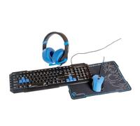Dragonwar Pro-Gaming Box Set (4 in 1) Clavier mécanique Souris Gamer 2400 Dpi 3 Vitesses (800/1600/2400) Casque Micro Driver 40 mm Tapis Souris Gamer Azerty Bleu