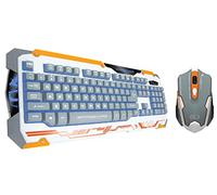 DragonWar Sencaic Combo Clavier mécanique et Souris Gamer Filaire USB 2.0 Rétroéclairage 3200 Dpi 4 Vitesses (800/1200/2000/3200) 18 Touches Anti-ghosting Clavier Souris Gamer QWERTY Blanc Orange