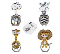 DragonX2 Boucle Bague Support Téléphone Anneau Doigt Smartphone Universel Portable pour Animaux Dessin Animé Girafe,ZèBre,Autruche,Forme Lion AdaptéAux TéLéPhones Intelligents(4pc)
