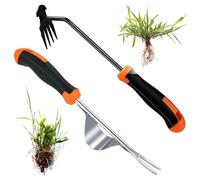 DragonX2 Lot De 2 Désherbeurs en Acier Inoxydable avec Poignée Désherbeur À Bord Dentelé Arrache-Mauvaises Herbes Outil Manuel pour Creuser, Désherber, Transplanter, Déraciner