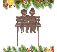 DragonX2 Vieux couple de figurines de grand-mère et grand-père - Décoration de jardin avec patine rouille - Grand-mère et grand-père sur banc - En fer solide - Décoration de jardin pour Noël, jardin