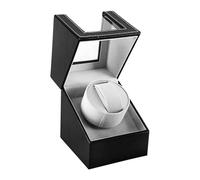 DRAIGERWAY Remontoir automatique - Boîtier de montre en cuir synthétique avec moteur silencieux - Fonctionne sur piles ou bloc d'alimentation pour montres automatiques, Noir 125b-dgw, Moderne