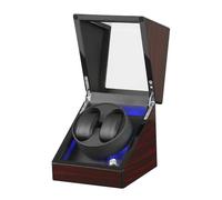 DRAIGERWAY Remontoir Montre Automatique Automatische Uhrenbeweger Box PU Leder Uhrengehäuse mit leisem Motor Netzteil für Automatikuhren (Korn aus Sandelholz Upgrade-DGW)