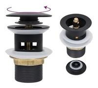 vidaXL Drain à poussoir avec débordement Noir 6,4x6,4x9,1 cm