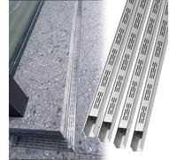 Drain de canal à profil bas - Système de gouttière extérieure en béton de 1 m, mini drain de tranchée étroit pour terrasse et cour, lot de 4 drainages linéaires avec ruban adhésif, design de 7 x 5,1