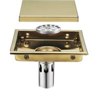 Drain de Douche 150x150mm Siphon de Sol Carré Caniveau de Douche 304 Acier Inoxydable Anti-Odeur Drain de Plancher