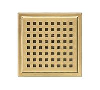 Drain de Douche, Acier Inoxydable Anti-Odeur Filtre Cheveux, Drain de Plancher en brossé Passoire pour Salle De Bain Large Calibre, Carré 150 * 150 mm,d'or