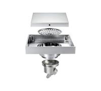 Drain de Douche carré chromé en Acier Inoxydable 304 | Salle de bain chromée 100x100mm : grille d'insertion de carrelage carré, filtre à cheveux