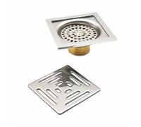 Drain de Douche Carré Siphon De Sol Anti-Odeur Acier Inoxydable Drain de Plancher avec Passoire Filtre (100 mm x 100 mm)