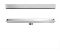 Drain De Douche Linéaire avec Passoire à Cheveux, Insert De Tuile Rectangulaire, Drain De Sol De Douche avec Couvercle Amovible, Draineur De Sol Invisible pour Cuisine, Sal, Silvery, 10x40cm