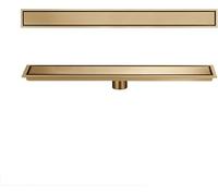 Drain De Douche Linéaire avec Passoire à Cheveux, Insert De Tuile Rectangulaire, Drain De Sol De Douche avec Couvercle Amovible, Draineur De Sol Invisible pour Cuisine, Sal, Gold, 10x30cm